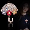 Korean Style Rhinestone Umbrella Brooch - Elegant Alloy Fashion Accessory for Women