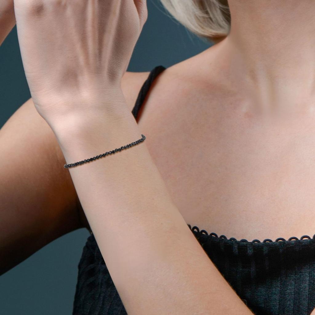 Pulseira Koai 3mm Turmalina Negra Pedra de Outubro para Mulheres