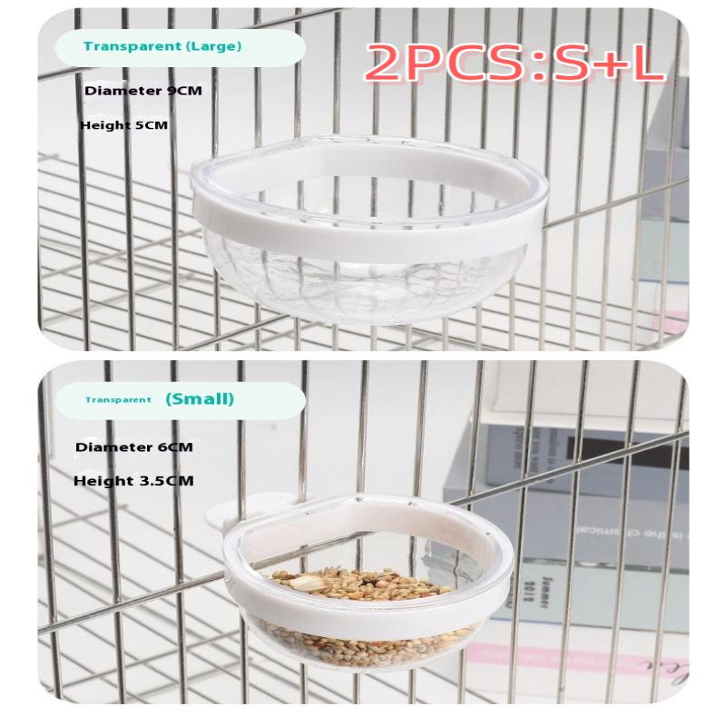 Miska na krmení ptáků Odnímatelná Průhledná miska Plastová Nádobka na jídlo Do klece Pohodlný Závěsný Krmítko na semena a vodu pro papoušky