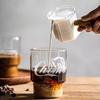 Glass Coffee Measuring Cup Coffee Extraction Small Milk Cup Wooden Handle Mug Measuring Cup Graduated Milk Jar Kitchen Supplies