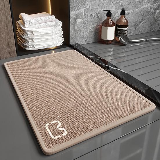 Huaqianguhh Minimalist Bathroom Rug, Absorbent Non-Slip Floor Mat, Rectangular Door Mat for Home Entrance Bedroom Living Room
