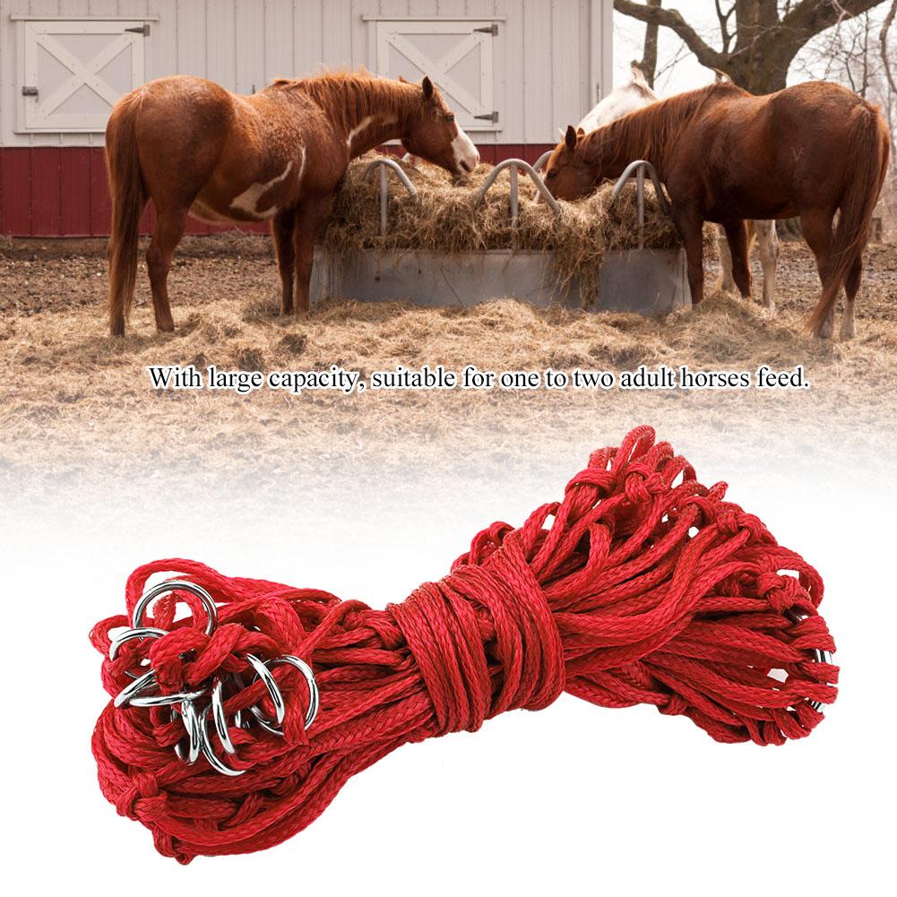 Horse Feeding Bg Nylon Slow Feeder Equine Hay Net Feeding Bag With Hanger Red M