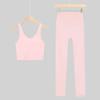 Lulu U-Back Sports Tank & 9-Point Yoga Pants Set with Bare-Feel Push-Up Bra for Women's Fitness
