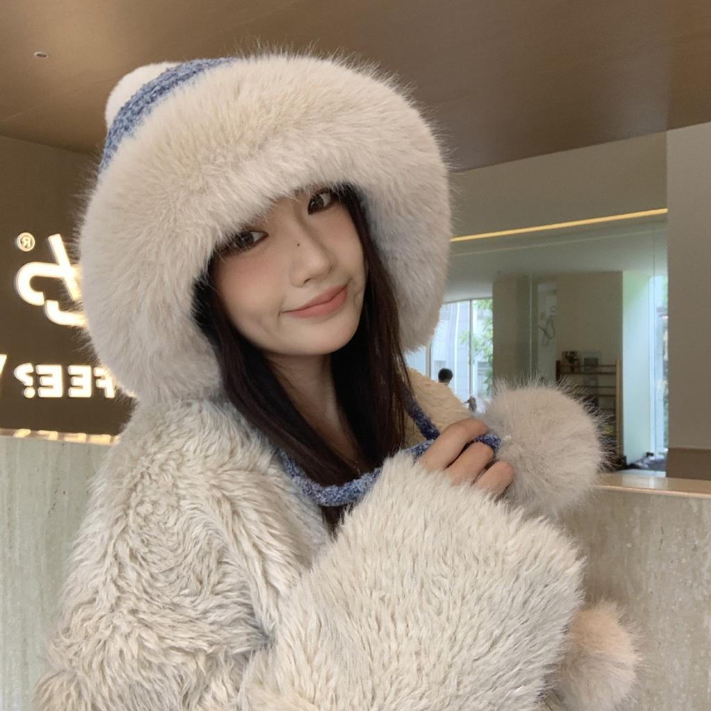 New Winter Warm Ear Protection Lei Feng Hat Women's Cold and Windproof Fleece Thickened Wool Hat
