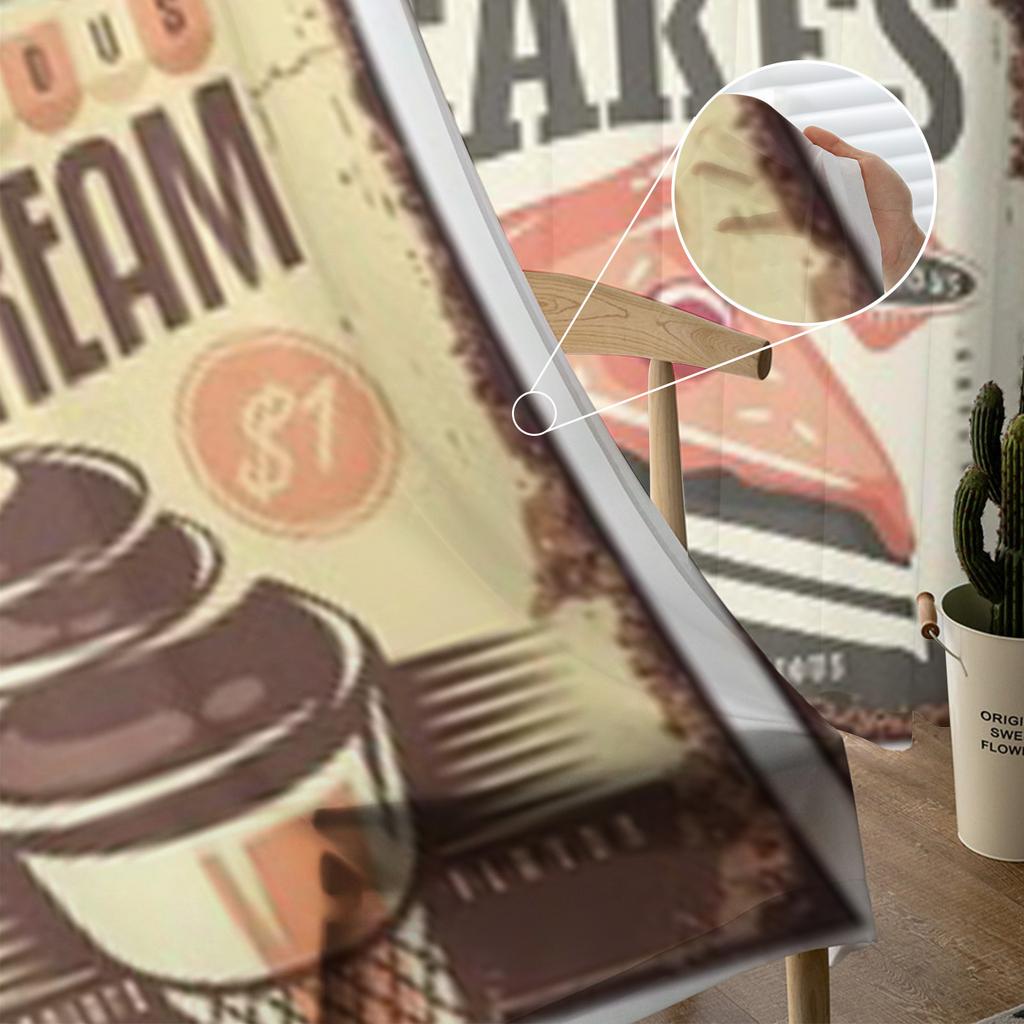 Kolekcja Vintage Sklep ze Słodyczami Znaków Blaszanych Przezroczyste Zasłony do Salonu Tiulowa Zasłona Okienna Sypialnia Kuchnia Woal Draperie