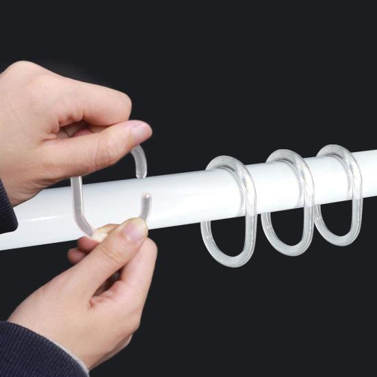 5 Boxen transparente Kunststoff-Duschvorhang-Hakenringe, glatt gleitende C-förmige Haken für Badezimmer und Badewanne