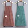 Striped Sleeveless Kitchen Apron - Halter Neck, Breathable, Anti-Fouling, Polyester Cotton Blend