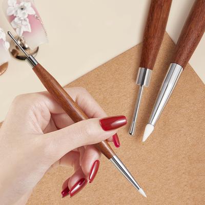 Dual-Headed Nail Art Carving Gel Polish Mixing Pen for 3D Flower Detailing, Glitter Powder Mixing Versatile Manicure Tool