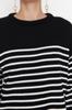 Women's Fashionable Stylish Sweater Black Wide Fit Couple Striped Knitwear Sweater