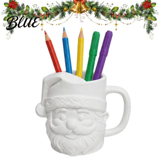 Festive Garden Stake Decoration 3D Printed Santa Claus Pen Holder with Handle Christmas Decorative Stationery Organizer Large Holiday Desk