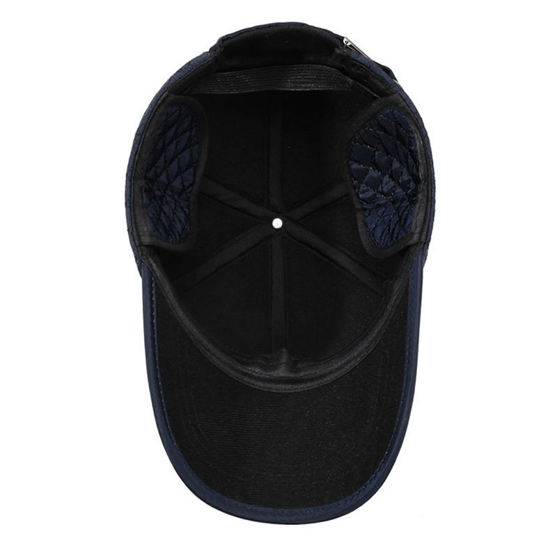 Herren Warme Ohrenschutzmütze Outdoor Stickmütze Winter Mittelalterliche und Ältere Dicke Kälteabweisende Baumwollmütze