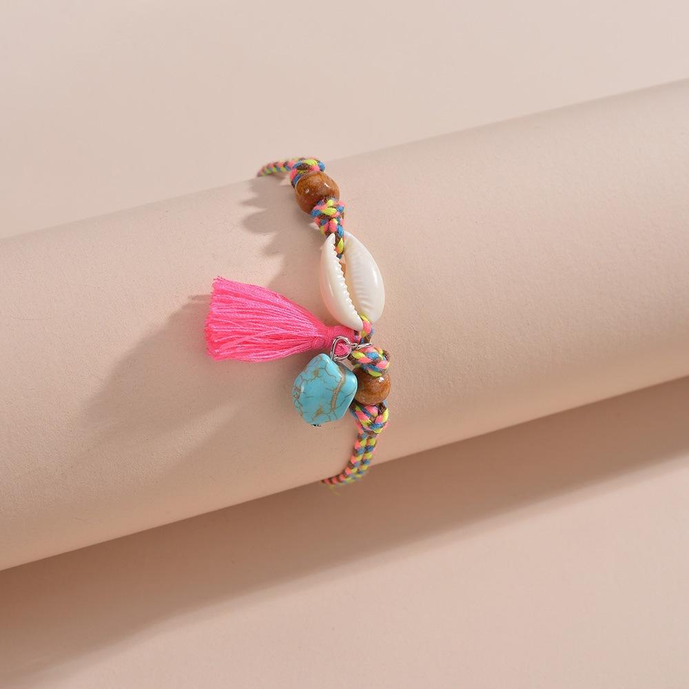 1 Stück Bohemian Handgeknüpftes Fußkettchen mit Quaste Vintage Boho Stil Strand Fußschmuck für den täglichen Gebrauch und als Geschenk