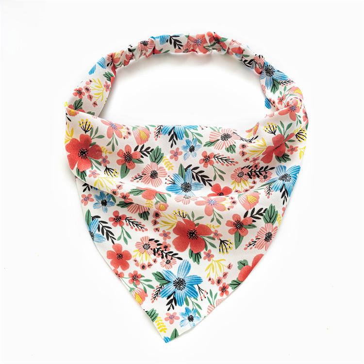 European & American Floral Triangular Scarf: Women's Elastic Hair Accessory