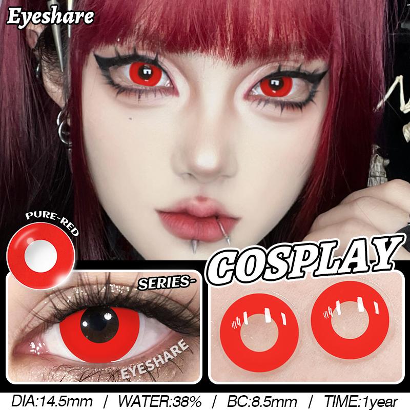1 Pair Halloween Color Contact Lenses for Eyes Red Cosplay Eyes Lens White Multicolored Lenses Yearly Blakc Lenses