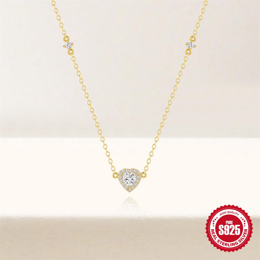 Colier Versatil la Modă din Argint Sterling S925 pentru Purtare Zilnică, Dragoste, Diamante Complete, Grad de Lux, Modă, Lanț pentru Claviculă