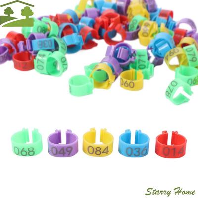 100pcs Portable Poultry Leg Tags Mixed Colour Plastic Poultry Ankle Bands Bird Identification with Number Letter Band Foot Ring