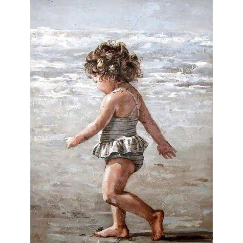 5D DIY Diamond Painting Seaside Girl Full Drill Round Diamond Embroidery Portrait Cross Stitch Mosaic Home Decor