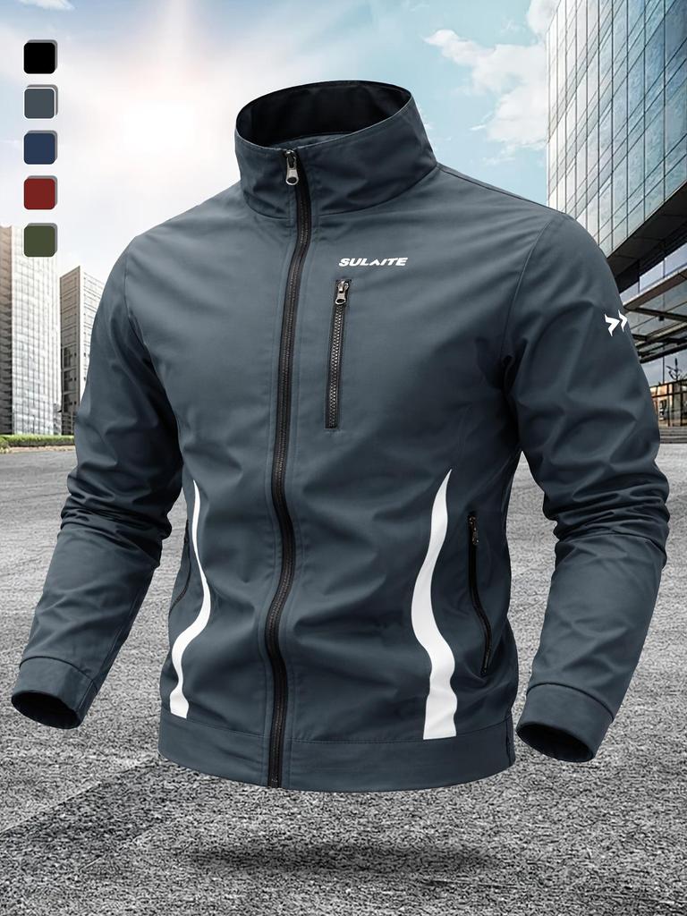 EU Size Mint Green Motorcycle Flight Jacket for Young Men