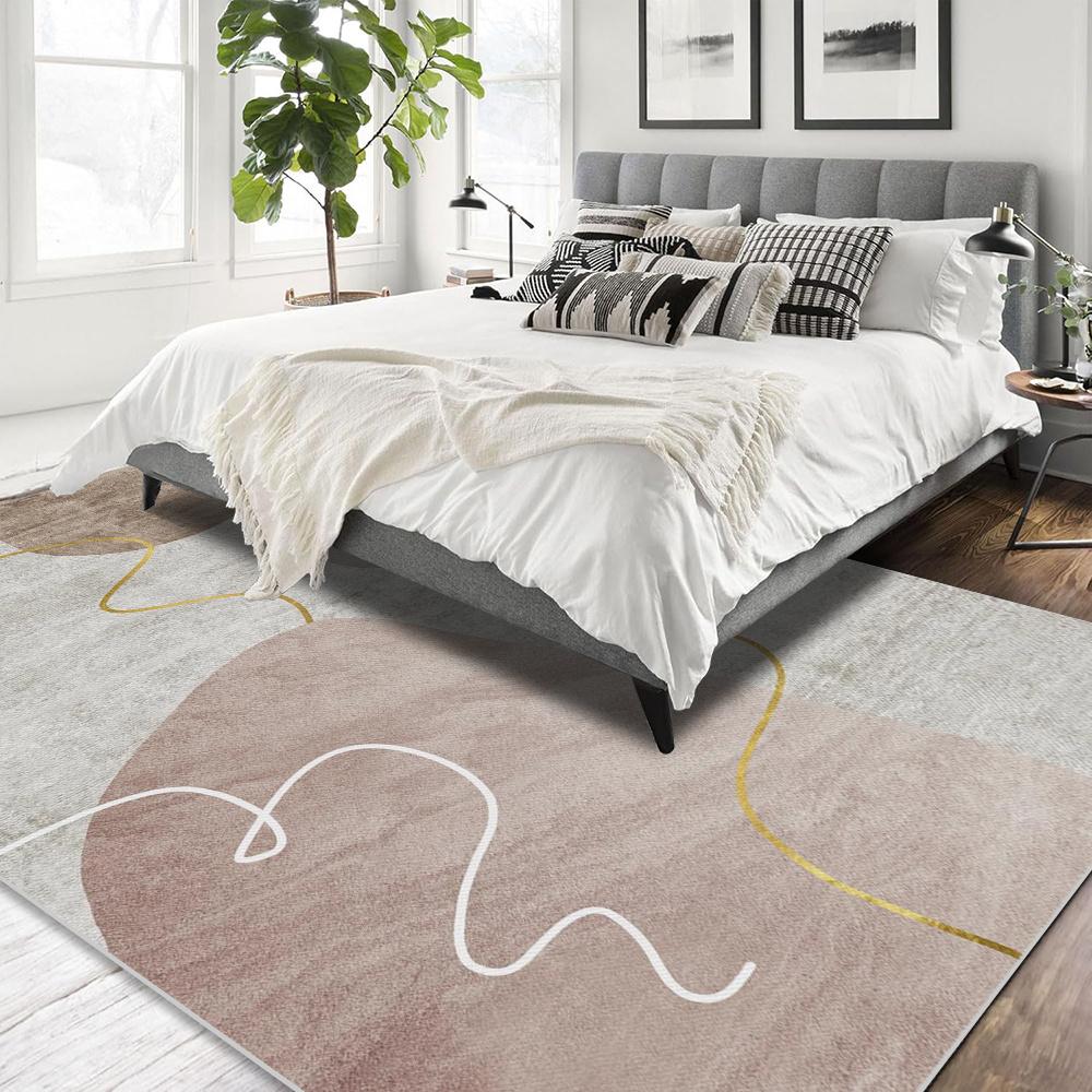 Extra Large Area Mat Non Slip Plush Mat Beige White Golden Soft Thick Padding Living Room Bedroom Hallway Machine Floor Mat