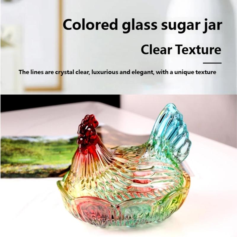 Glass Hen Candy Dish,Decorative Covered Candy Bowl with Lid Crystal Glass Chicken Shape Candy Jar Snacks Bowl Gift