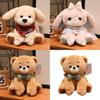 Bear Rabbit Dog Plush Toys With Checkered Scarf Decoration For Kids Birthday Gift