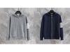 2024 Autumn/Winter Unisex Hooded Knit Cardigan with Double Zipper and Four-Bar Stripe In Academy Style