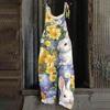 Women's Romper Print Casual Loose Cotton Linen Overalls