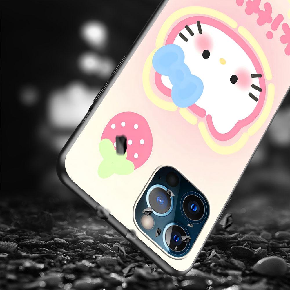 Hello Kitty Lovely Case for Apple iPhone 13 14 Plus 11 12 Mini 15 Pro Max 7 8 SE 2020 X XS XR Silicone Black Soft Phone Cover