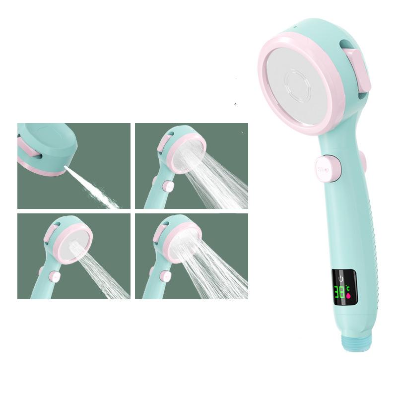High-Pressure Digital Display Handheld Shower Head 4 Mode Jet Styles New Black ABS Bathroom Faucet Accessory Single Water Outlet