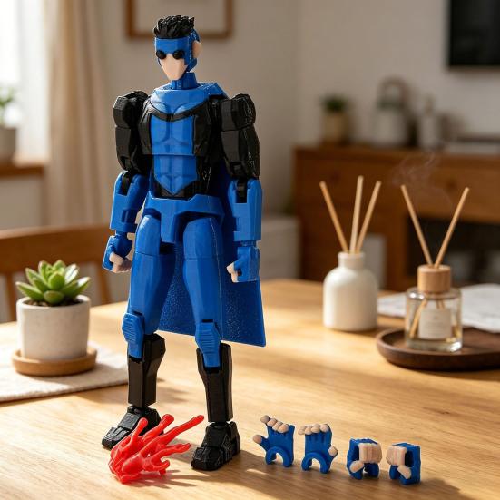 3D Printed Action Figure with Accessories Posable Cartoon Character Model Movable Joints Figure Decoration Collectible Gift for Animation Lovers