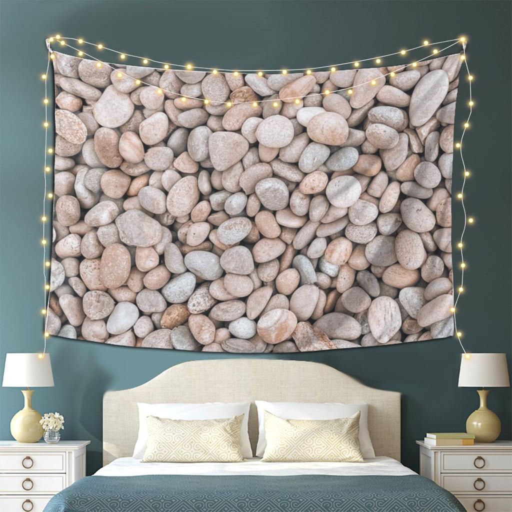 Creme Naturkieselsteine Felsen Wandteppich Kunst Ästhetische Wandteppiche für Wohnzimmer Schlafzimmer Dekor Haus Hippie Wandtuch Wandbehang