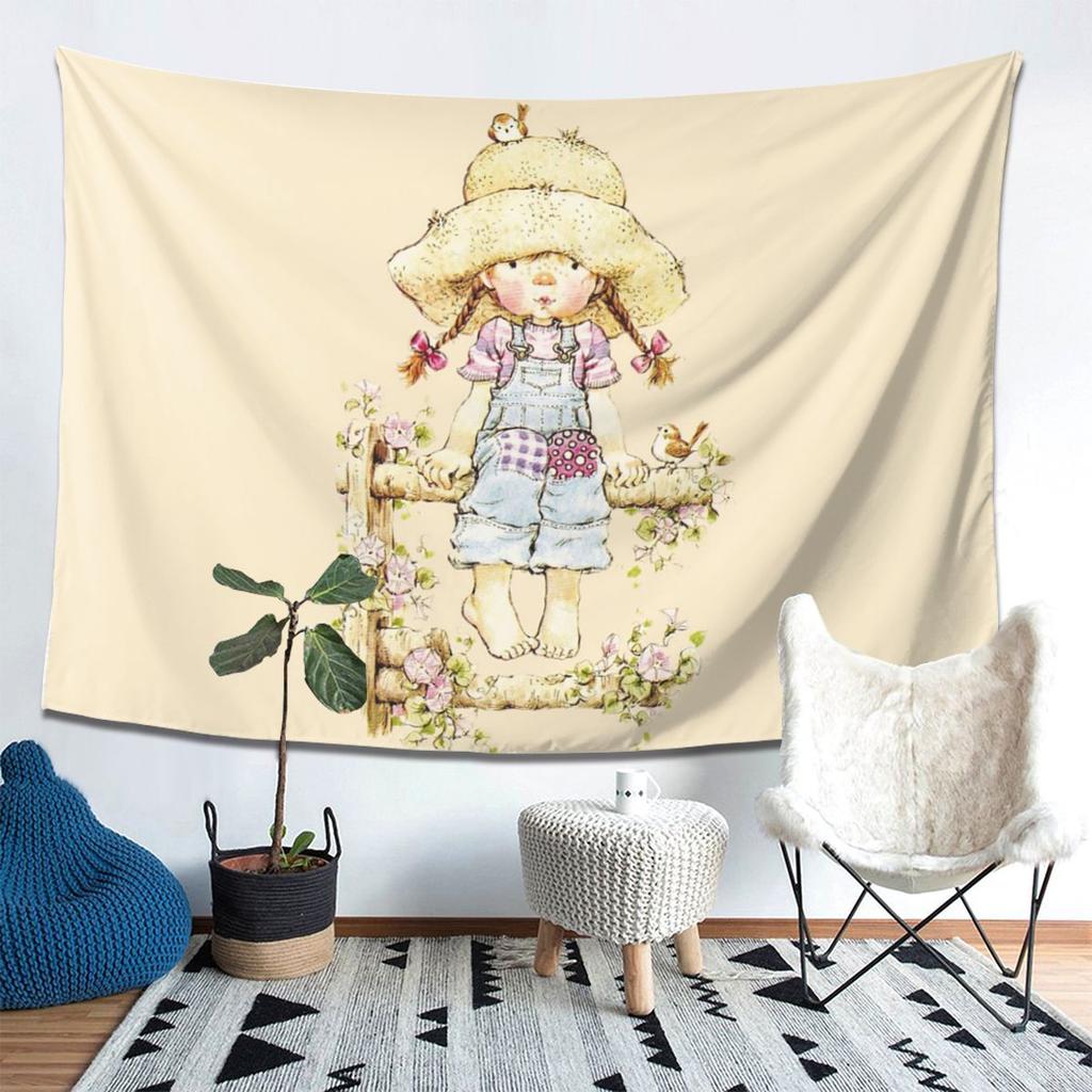 Kawaii Sarah Kay Tapestry Wall Hanging Aesthetic Home Decoration Tapestries for Living Room Bedroom