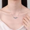 S925 Sterling Silver Moissanite Princess Pendant Necklace - Elegant Women's Fashion Clavicle Chain
