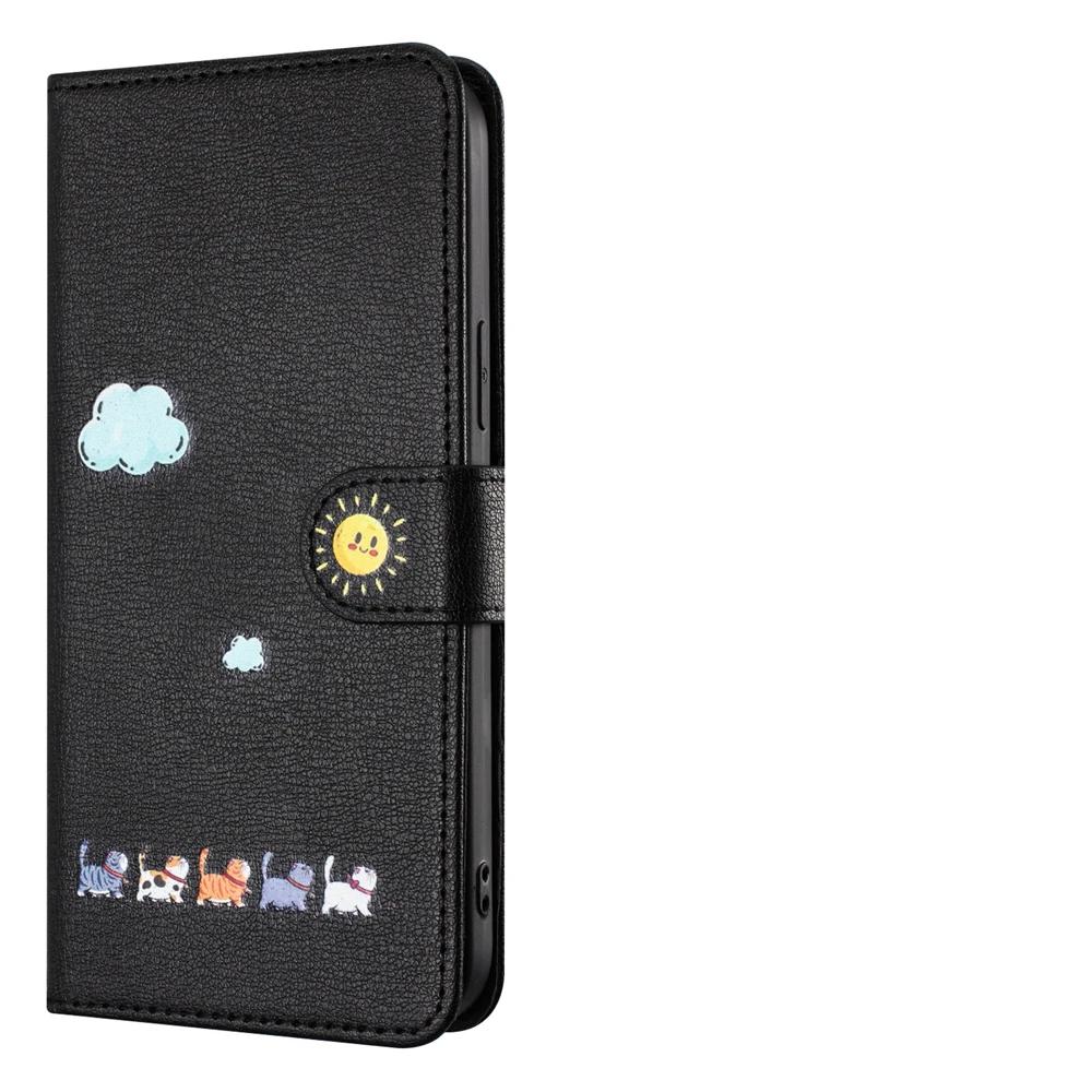 Capa Flip de Couro para Funda Samsung Galaxy A56 A36 A16 A26 A55 A35 A25 A15 A54 A34 5G Capas Carteira Gatinho Fofo 3D Capa de Telefone Mulheres