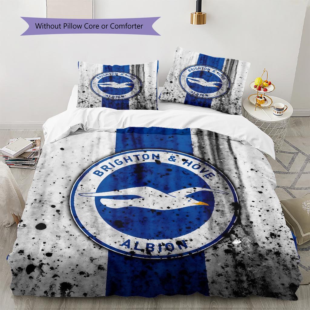 Set Copripiumino Trapuntato con Fantasia Brighton & Hove Albion Decorazione per la Casa Regalo (1 * copripiumino + 2 * federe senza imbottitura)