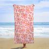Rosa Retro Blumen Strandtuch Einseitiger Druck Weiches Mikrofaser Strandtuch Pool Strand Urlaubszubehör Süßes Nostalgisches Geschenk