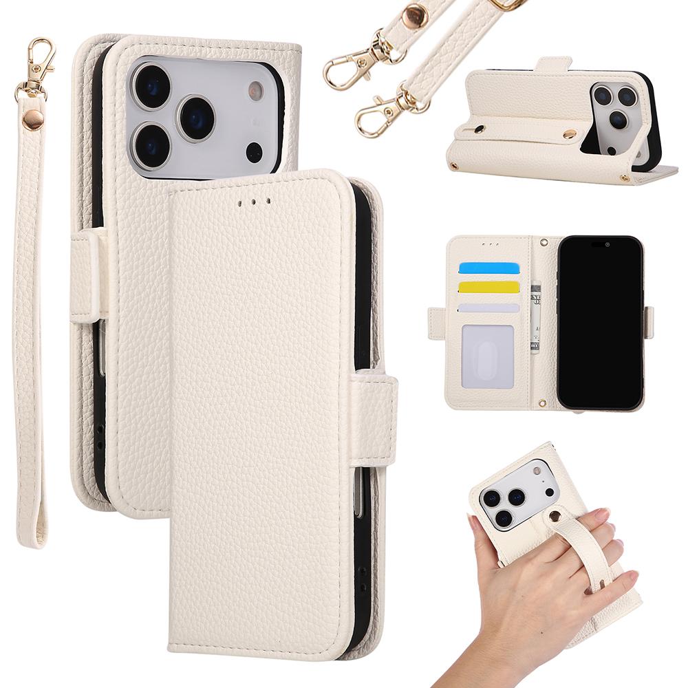 PU Leather Ultra Wrist Strap Wallet Case for For IPhone 17 Air 16 15 14 13 12 11 Pro Max Plus Mini Cover with Card Holder