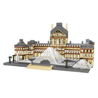 8040 World Architecture Mini Building Blocks Paris Louvre Museum 3D Model DIY Diamond Bricks Toy for Children Gifts No Box