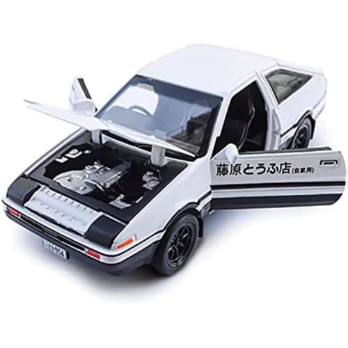 Initial D Alloy Model Car Takumi Fujiwara AE86 Trueno Project D Specification 1/32 Scale (White)