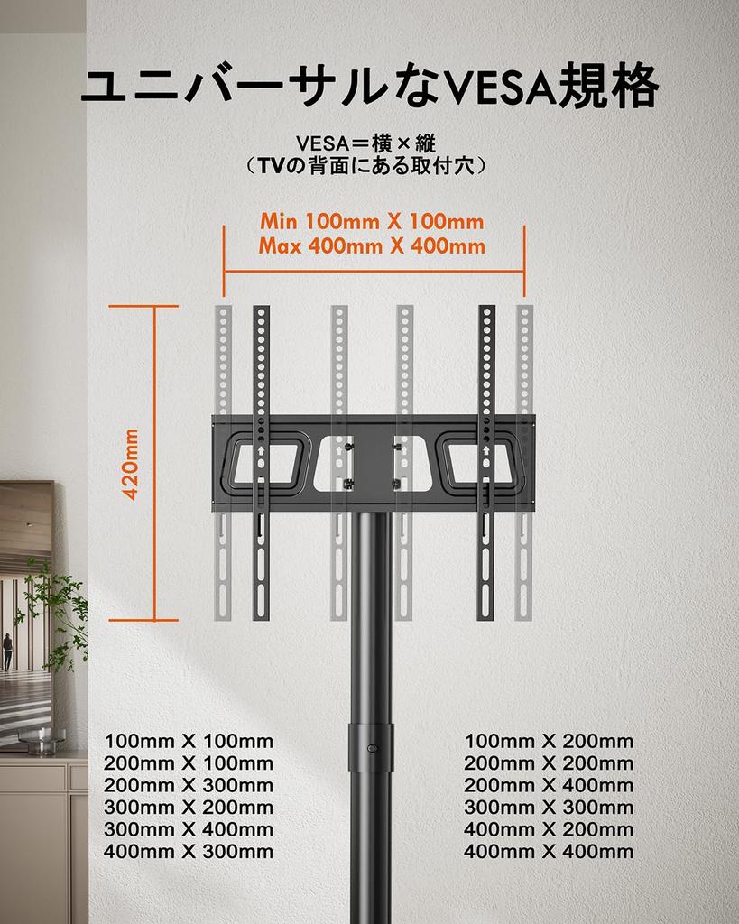 FORGING MOUNT TV Mobile Monitor Fits Inch LCD High Height Load Capacity VESA Maximum 400mm x 400mm Stand, Stand, 23-60 TVs, Type, Casters, Adjustable,