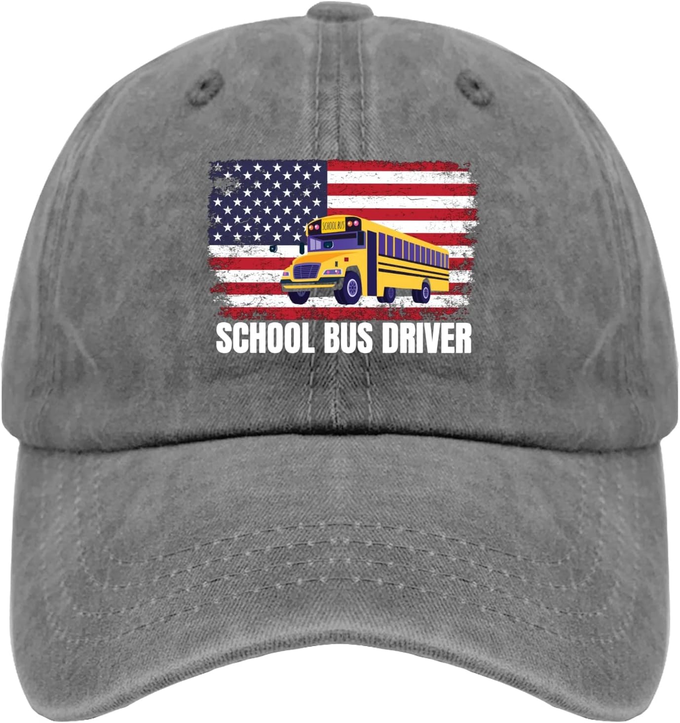 

School Bus Driver American Flag Graphic Baseball Cap Polyester Vintage Casual Adjustable Adult Hat One Size