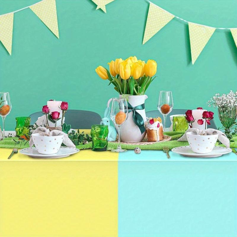 Plastic Pastel Tablecloth, Multicolor Disposable Rectangle Tablecloths for Wedding, Birthday Party, Spring Easter, Summer Party Decoration