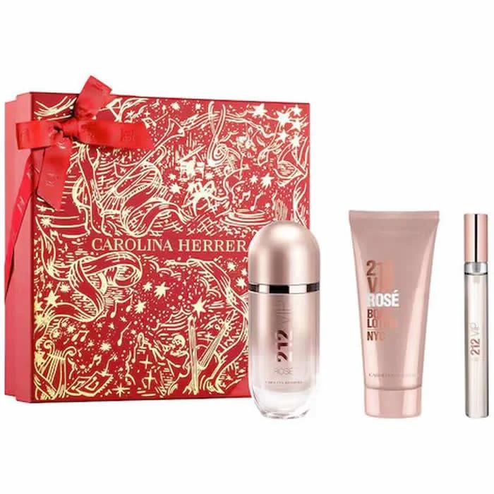 Carolina Herrera 212 VIP Rose parfumset 80ml + bodylotion 100ml + mini 10ml roze