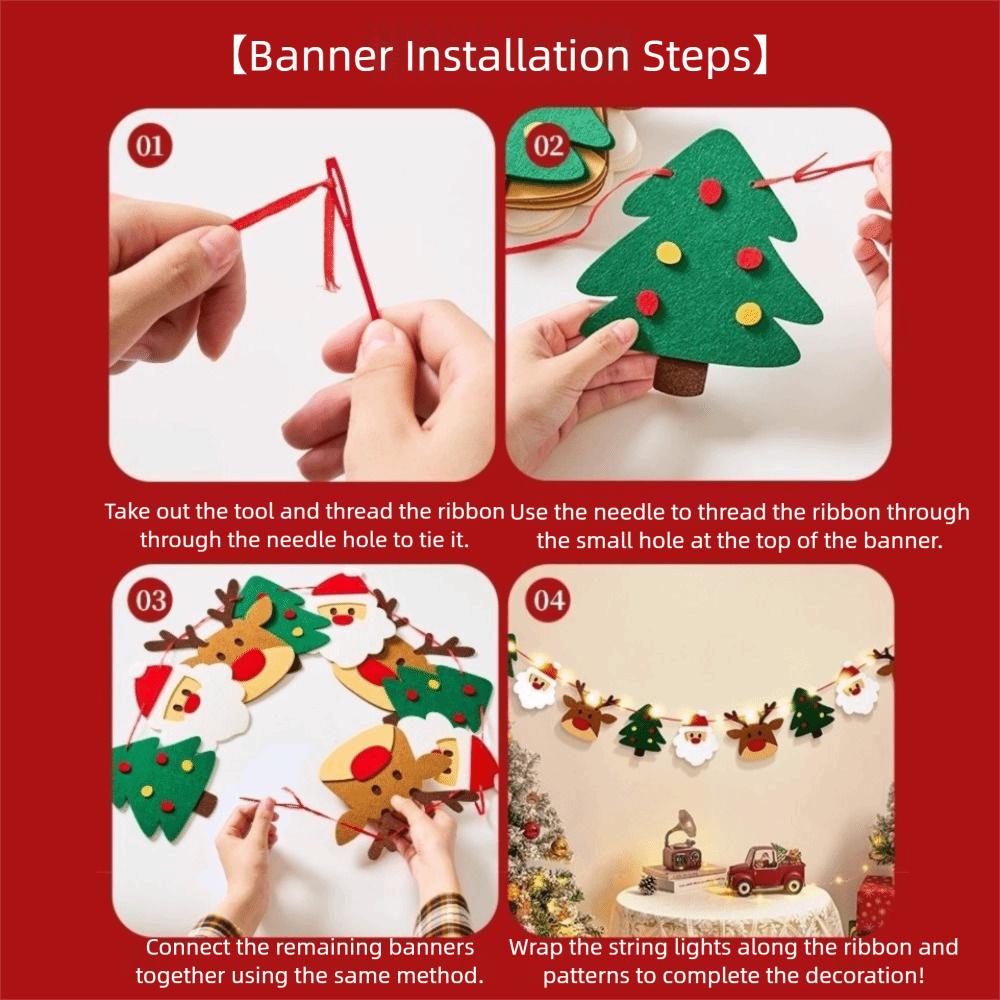 Festive Garland Merry Christmas Decor Felt Material Garland Christmas Ornaments  Christmas Party
