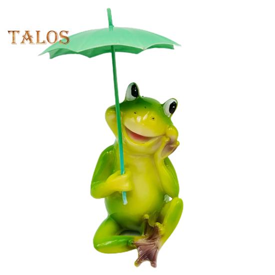 Frog Garden Statue Resin Frog Figurine with Umbrella Yard Ornament Outdoor Frog Sculpture Decor for Garden Patio