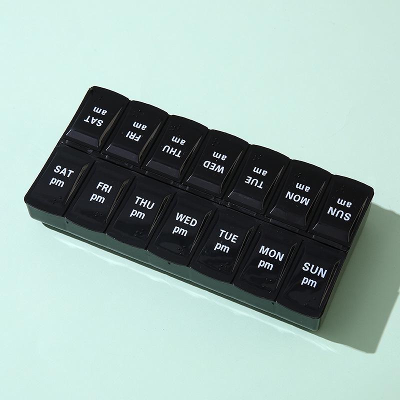 Pilulier à double rangée à 14 compartiments avec braille pour la gestion hebdomadaire des médicaments matin/soir