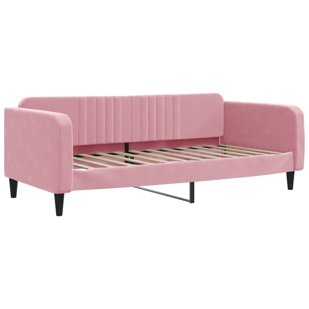 Daybed Pull out with Drawers Pink 90x200 cm Velvet