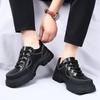 Fashion Casual Trend Lace Up Men's Thick Soled Leather Shoes Versatile Trendy Shoes British Style Luxury Outdoor Height Increasing Shoes