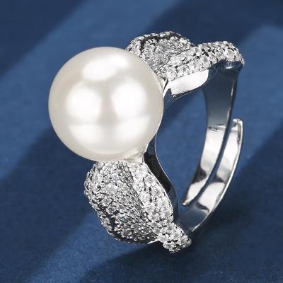 Schmuck Kupferplattiert Perle Temperament Goldring Damen 12mm Personalisierung