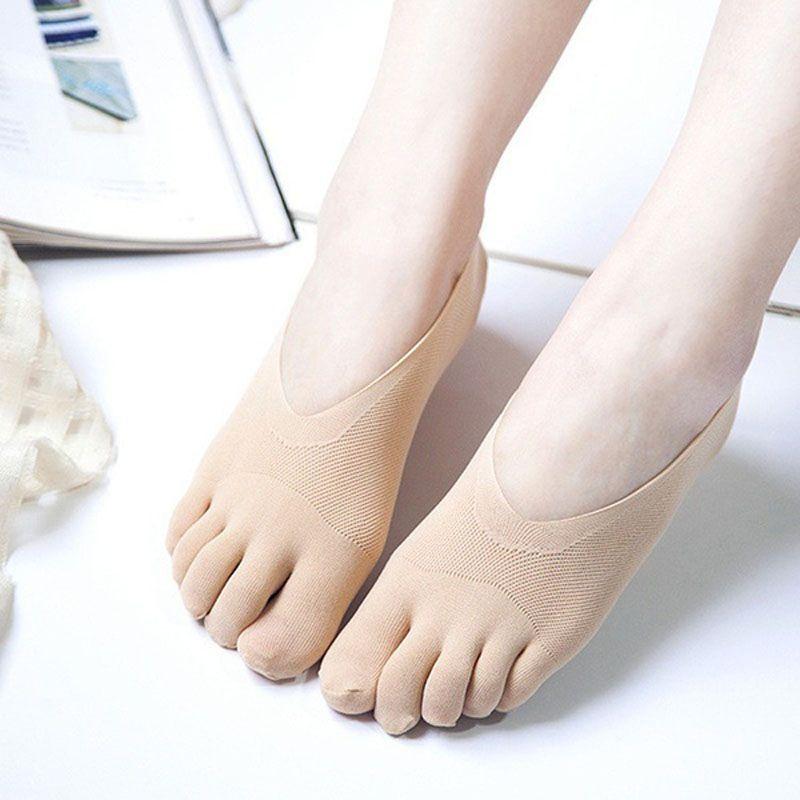 Ladies Cotton Fashion Blend Lace Antiskid Invisible Low Cut Socks Toe Sock Ankle
